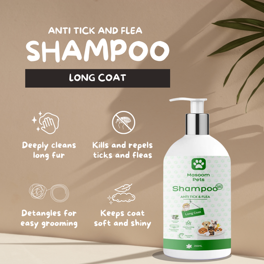 Anti Tick and Flea Shampoo for Cats and Dogs 200ml (Long Coat)