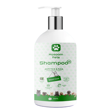 Anti Tick and Flea Shampoo for Cats and Dogs, 200ml (Short Coat)